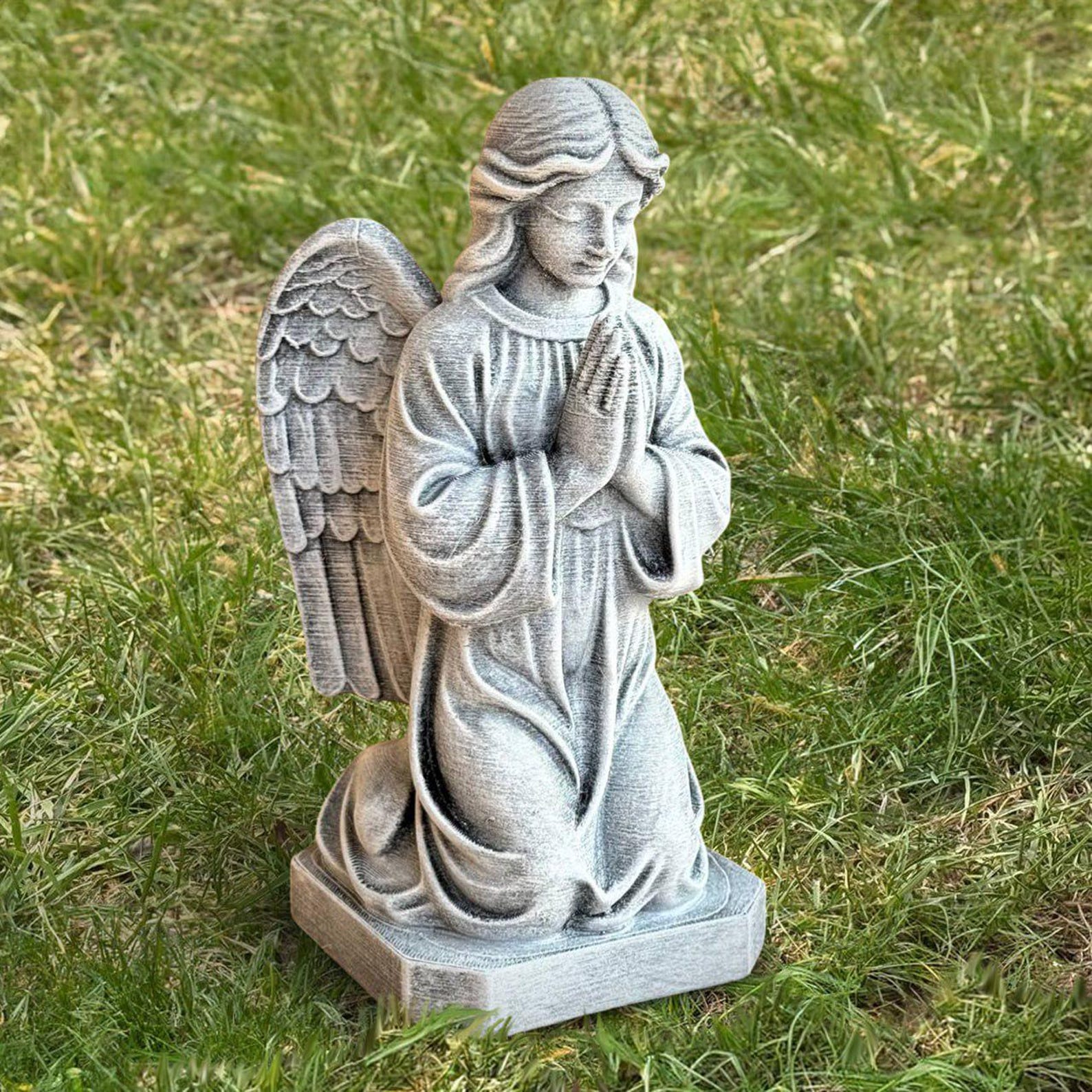 Outdoor Praying Angel Figurine Concrete Guardian Statue Stone Memorial ...