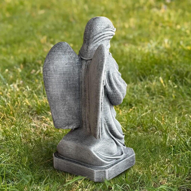 Outdoor Praying Angel Figurine Concrete Guardian Statue Stone Memorial ...