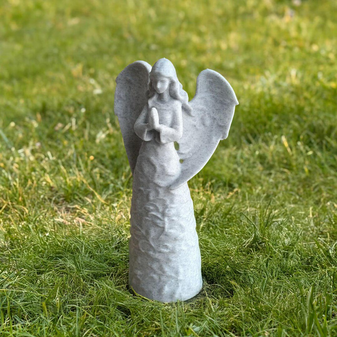 Concrete Praying Angel Garden Statue Stone Memorial Sculpture Religious ...