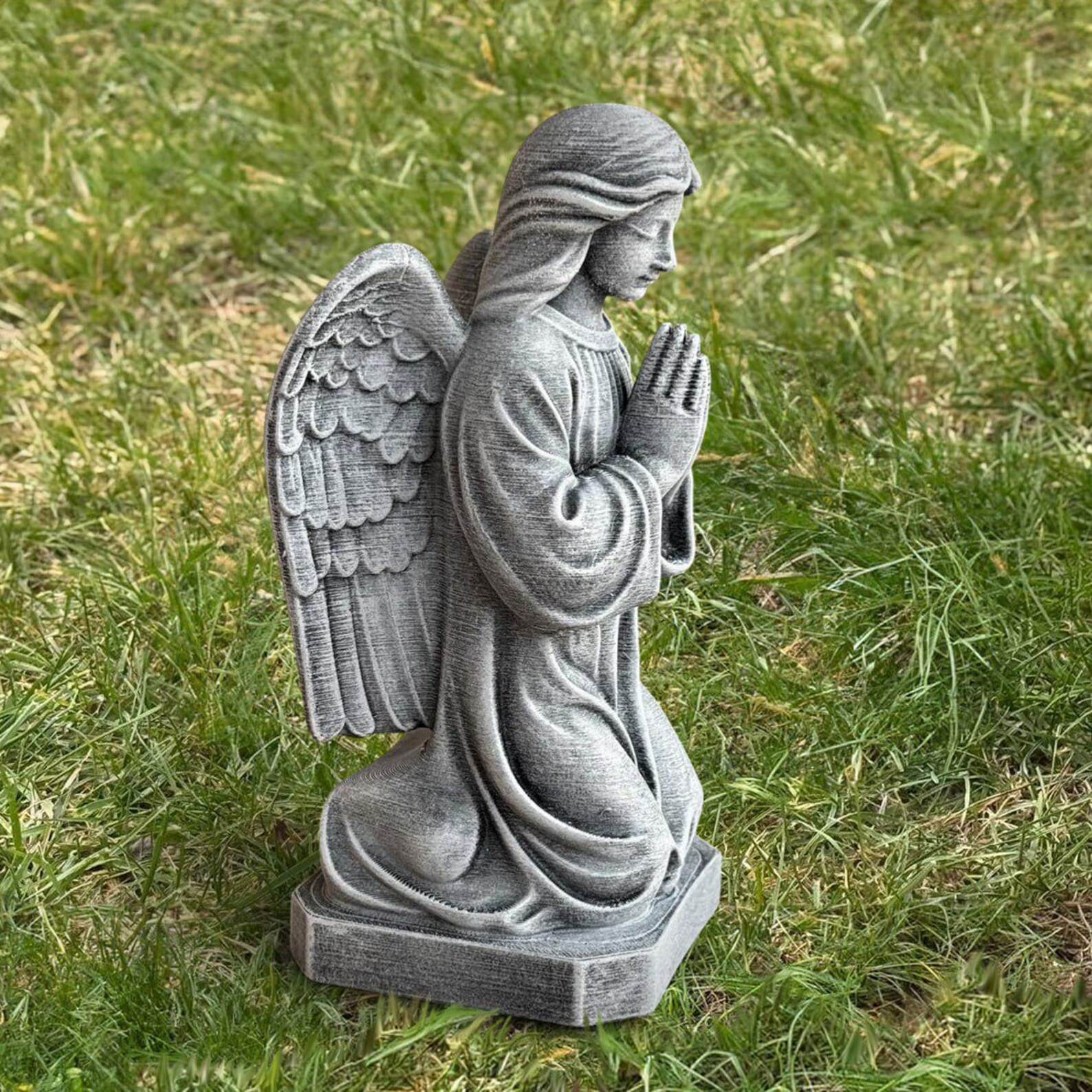Outdoor Praying Angel Figurine Concrete Guardian Statue Stone Memorial ...