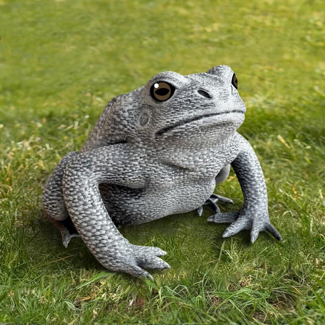 Frog Garden Statue Concrete Toad Sculpture Outdoor Yard Ornament Lawn ...