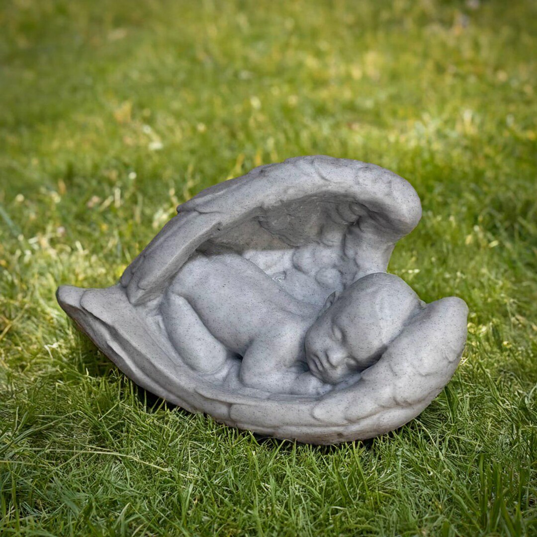 Sleeping Baby Angel Garden Statue Concrete Herub Figurine Easter Yard ...