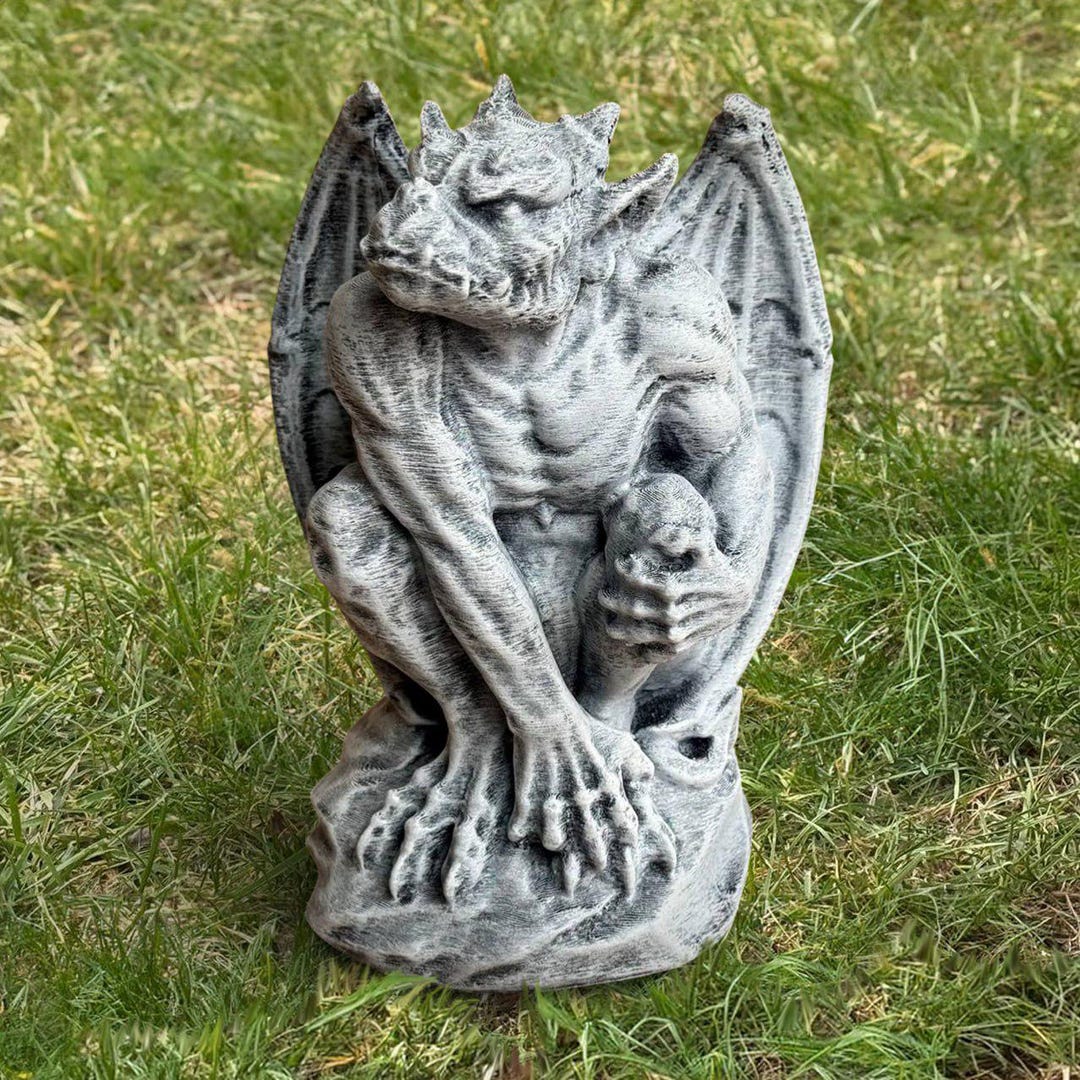 Concrete Gargoyle Garden Statue Cement Guardian Sculpture Outdoor Lawn ...