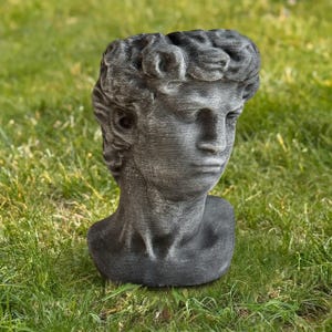 David Bust Planter Concrete Flower Pot Garden Decor Outdoor Plant Holder Cement Sculpture for Yard Patio Greek Head Planter Gardener Gift