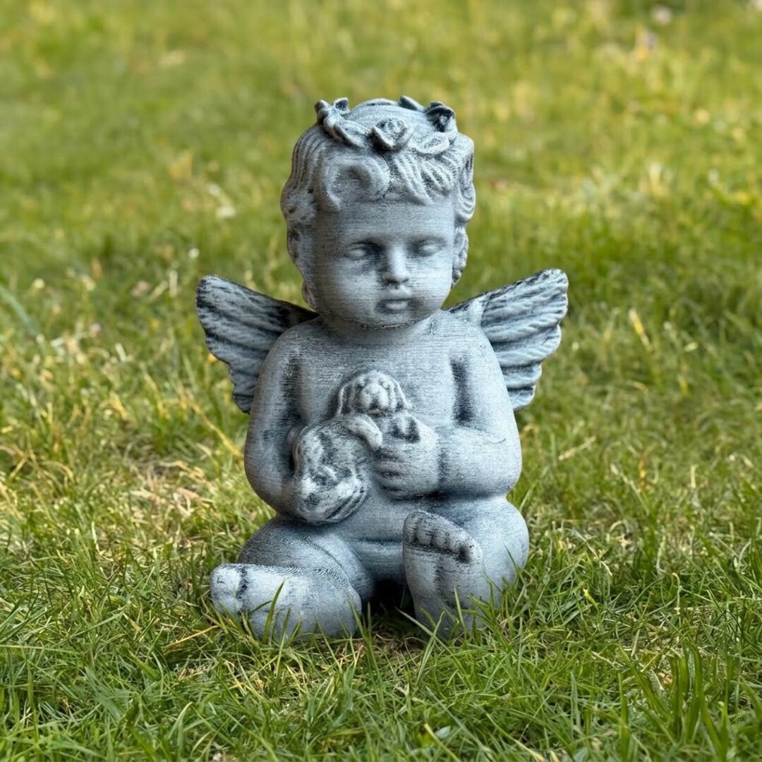 Concrete Baby Cherub Statue Outdoor Angel Figure Garden Sculpture ...