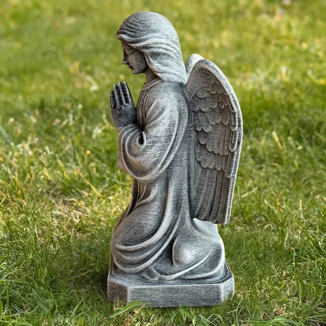 Outdoor Praying Angel Figurine Concrete Guardian Statue Stone Memorial ...