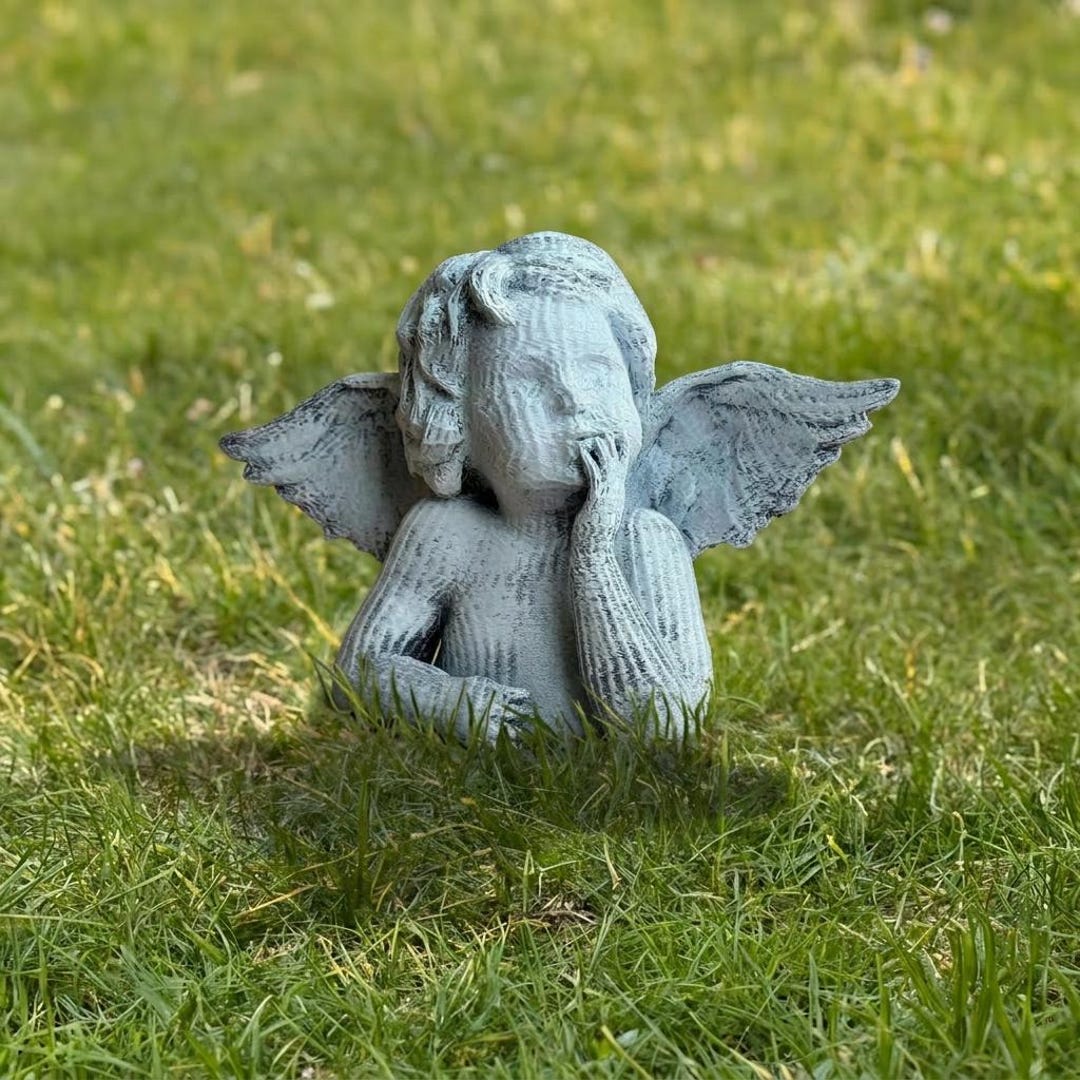 Concrete Angel Baby Statue Cherub Garden Sculpture Memorial Ornament ...