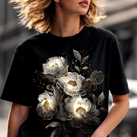 Gold Floral Shirt | Modern Everyday Graphic Tee