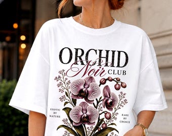 Orchid Noir Club Vintage Shirt | Comfort Colors Botanical Tee | Elegant Floral Graphic T-Shirt