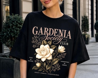 Gardenia Society Club Comfort Colors Shirt | Modern Floral Tee | Graphic Botanical Top