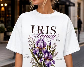 Iris Legacy Club Comfort Colors Tee | Botanical Vintage Shirt | Feminine Floral Graphic T-Shirt