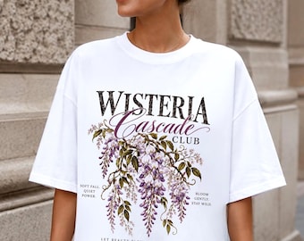 Wisteria Cascade Flower Club Shirt | Comfort Colors Graphic Tee | Vintage Garden Inspired T-Shirt