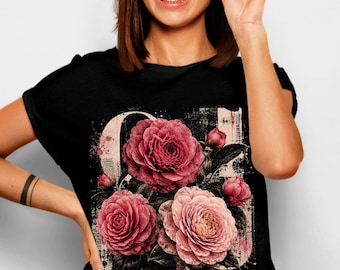 Camelia Flowers Comfort Colors Shirt | Floral Art Tee | Editorial Botanical Top