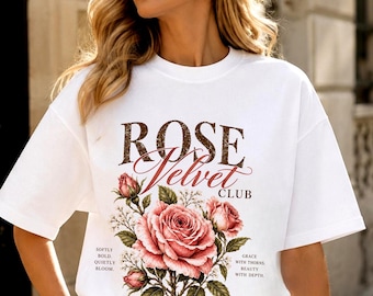 Rose Velvet Club Vintage Floral Shirt | Comfort Colors Club Graphic Tee | Botanical Womens T-Shirt