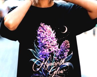 Hyacinth Glow Illustration Flower Tee | Modern Pink Botanical Art Design t-Shirt Top