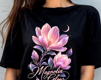Magnolia Glow Design Art Tee | Modern Botanical Flower Lover Illustration Shirt