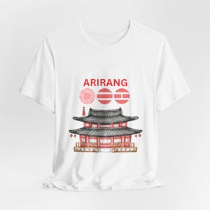 -shirt BTS | -shirt d'illustration du temple coréen Arirang | T-shirt pagode Hanok
