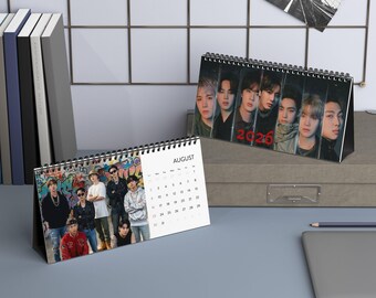 Calendario de pared en espiral BTS 2026 / Planificador mensual con imágenes vibrantes