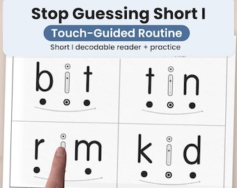Smetti di indovinare la I breve, libro di lettura decodificabile, CVC Phonics stampabile, routine guidata dal tocco, scuola materna prima elementare, istruzione parentale