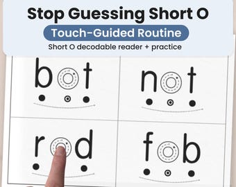 Smetti di indovinare la O corta, libro di lettura decodificabile, CVC Phonics stampabile, routine guidata dal tocco, scuola materna prima elementare, istruzione parentale
