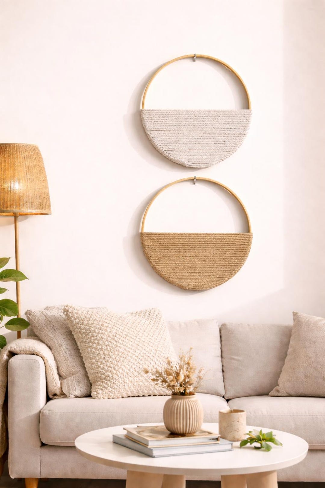 Set of 2 Woven Wall Hangings, Minimalist Fiber Art, Neutral Home Decor ...