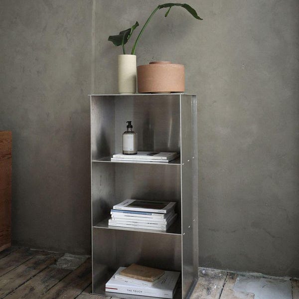 Aluminum Modular Storage Unit – Minimal Console, Bedside Table, Vinyl Shelf