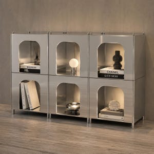Modulare TV-Konsole aus Edelstahl | Moderner Mediaschrank | Minimalistischer Stauraum | Individuelle Größen