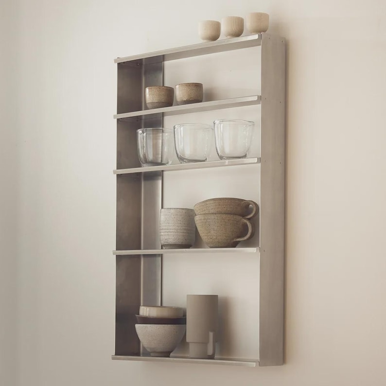 Stainless Steel Wall Shelf Minimalist Modern Metal Storage - Etsy