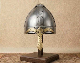 Handmade Steel Norman Viking Helmet: Medieval Collectible Armor, LARP Costume