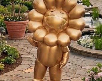Inflatable Gold Flower Mascot Costume, Golden Bloom Character Suit, Premium Floral Mascot with Shiny Finish and Bold Sculptural Silhouette