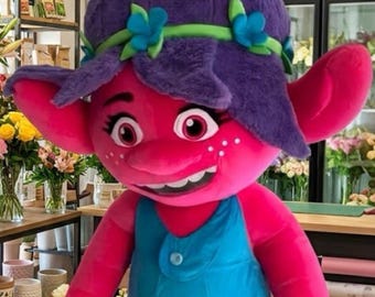 Plush Cartoon Troll Mascot, 1st Baby Birthday Party Costume, Pink Troll Girl Character Suit, Custom Mascot, Kids Perfomers Outfit