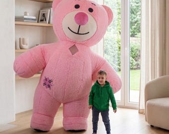 Plush Teddy Bear Costume, Pink Mascot Character Suit for Family Events, Promotions, Kids Entertainment, Public Appearances