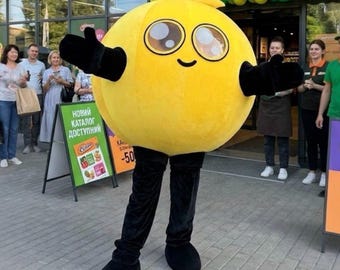 Round Chick Mascot Costume, Yellow Bird Character for Grand Opening, Store Promotion, Festival Entertainment and Photo Booth Events