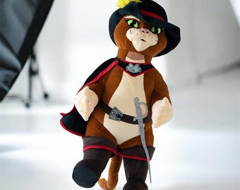 Catmascottekostuum, outfit verhalenboekpersonage, swashbuckler-kattenpak met cape en hoed, evenementenentertainerkostuum, paradekleding