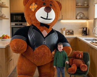 Bear Mascot Costume, Inflatable Mascot Suit, Handmade Character Costume, Plush Event Outfit, Performance Suit for Shows, Character Mascot