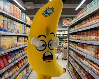 Inflatable Banana Mascot Costume, Funny Food Character Suit, Supermarket Promotion Costume, Event Mascot Outfit, Advertising Costume