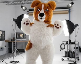 Plush Dog Mascot Costume, Inflatable Character Suit, Giant Walkaround Animal Outfit for Entertainment and Brand Appearances