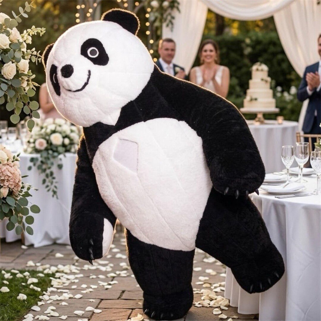 Full Body Panda Mascot Costume, Inflatable Character Suit, Tall Plush ...