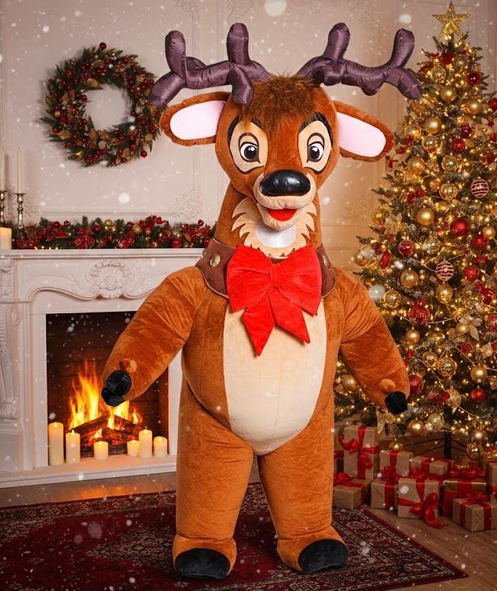 Costume Mascotte Renna Di Natale – Cosplay Festa In Pelle, Fantastico Per Eventi E Halloween - Foto 3