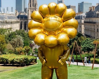 Gold Flower Mascot Costume, Inflatable Golden Bloom Character Suit for Events, Festivals, Parades, Brand Activations and Photo Booths