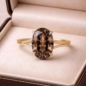 Ovaler Rauchquarz Ring, Sterling Silber Schmuck, Boho Schmuck