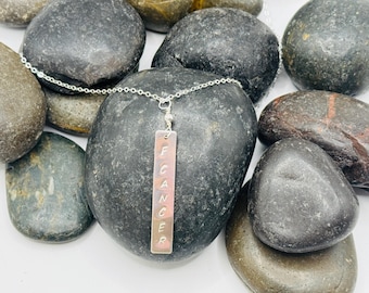 F CANCER - Sterling Silver Custom Hand Stamped Tag Necklace