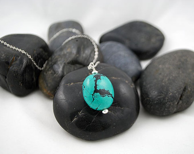 Turquoise Stone Pendant on a Sterling Silver or 14K Gold Filled Chain