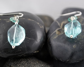 Sterling Silver, Blue Quartz Drop Earrings