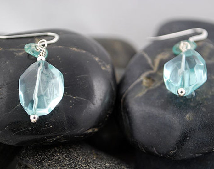 Sterling Silver, Blue Quartz Drop Earrings