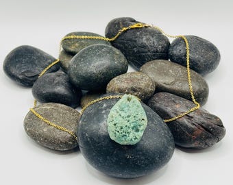 14k Gold Filled Necklace with Large Boracite Stone Centerpiece