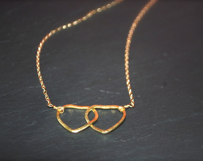 Double Heart 14k Gold Filled Necklace