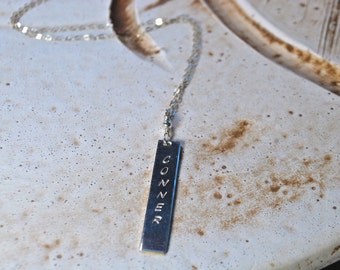 Sterling Silver Custom Hand Stamped Tag Necklace