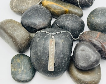 SURVIVOR - Sterling Silver Custom Hand Stamped Tag Necklace