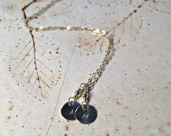 Sterling Silver Custom Hand Stamped Charm Necklace - 2 Charms